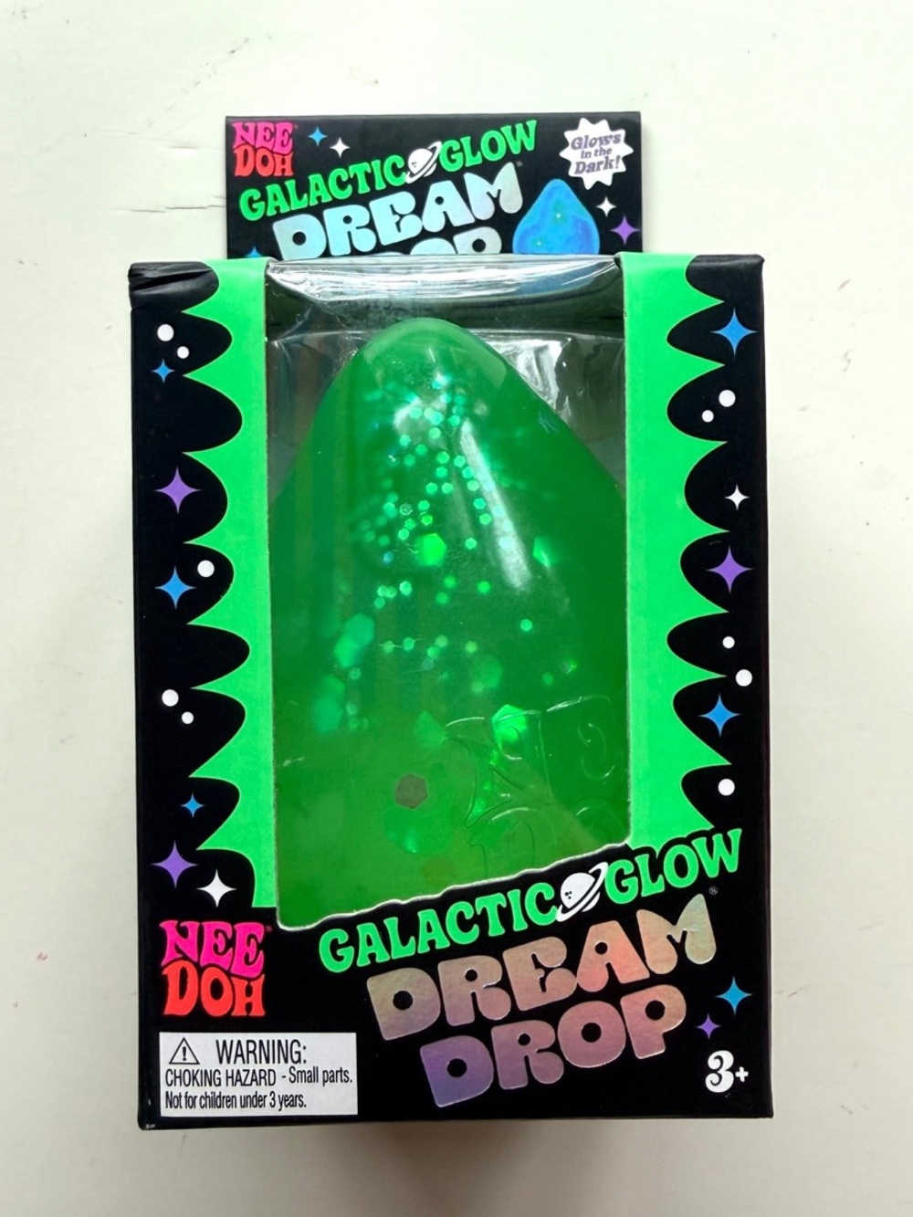 NeeDoh Galactic Glow Dream Drop — Green Glow Stress Toy